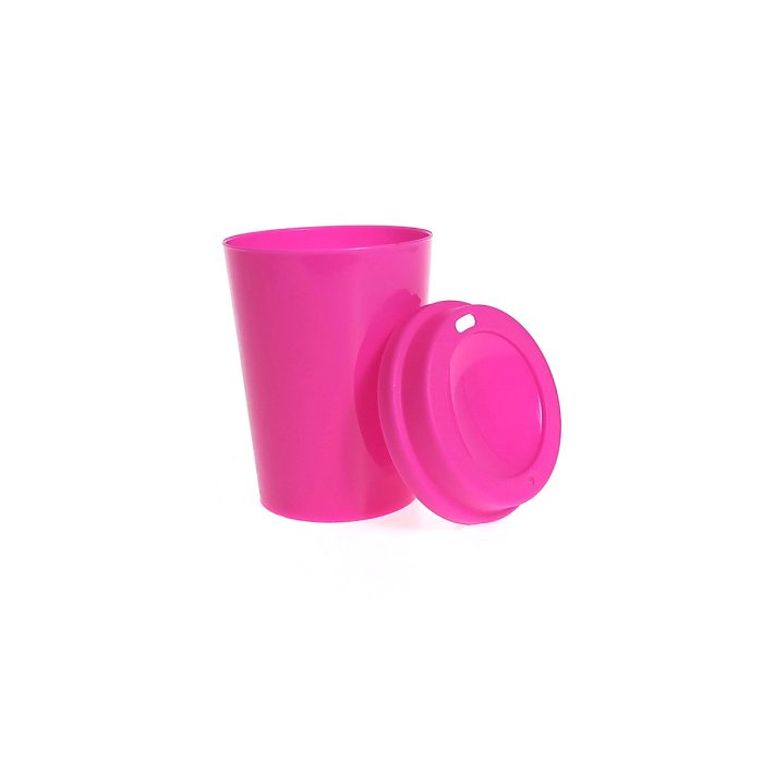 Copo de Café c/ Tampa Rosa 350ml LT-458 - Image 2