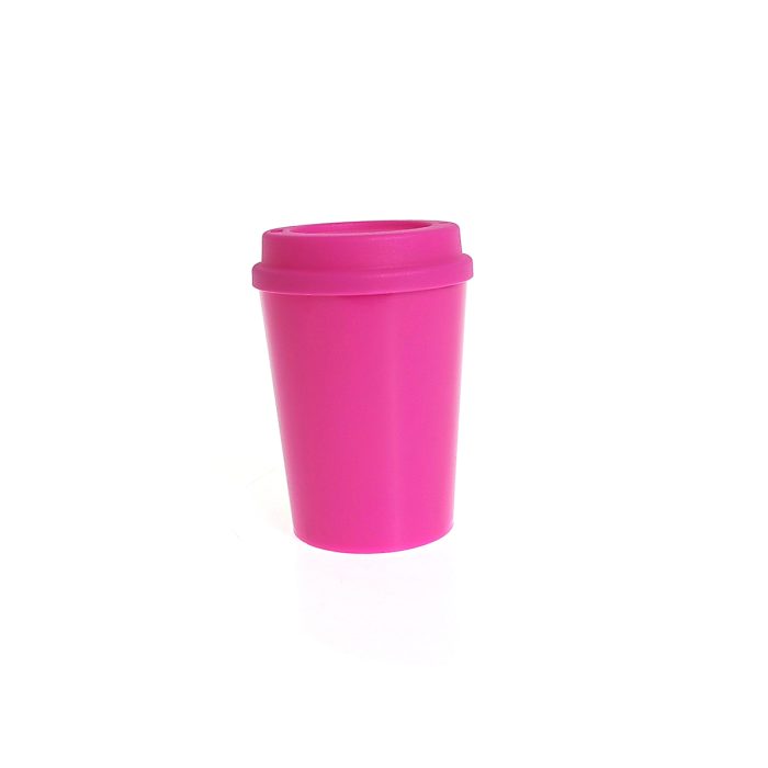 Copo de Café c/ Tampa Rosa 350ml LT-458